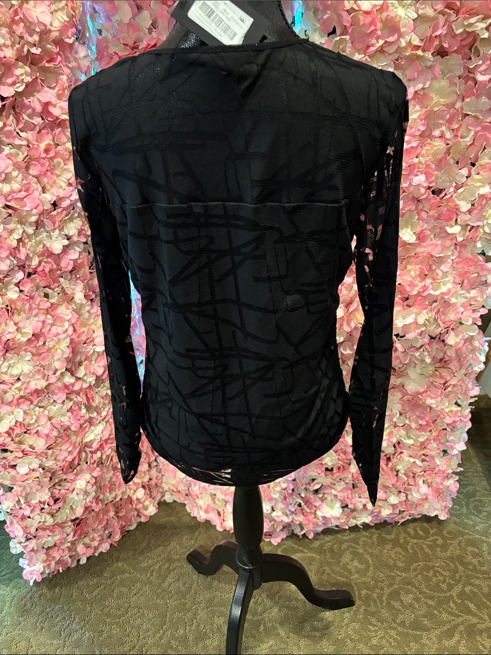 DKNY ladies, black stretch, long sleeve blouse - Picture 2 of 10